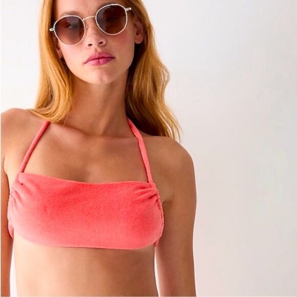 J Crew Coral Terrycloth Bandeau Bikini Top Sz 2X NWT - Picture 15 of 16